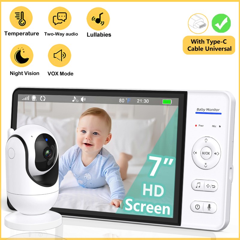 No WiFi 7 Inch Baby Monitor 2- - Audio Music Kids review and price