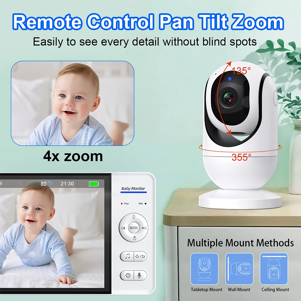 No WiFi 7 Inch Baby Monitor 2- - Audio Music Kids review and price
