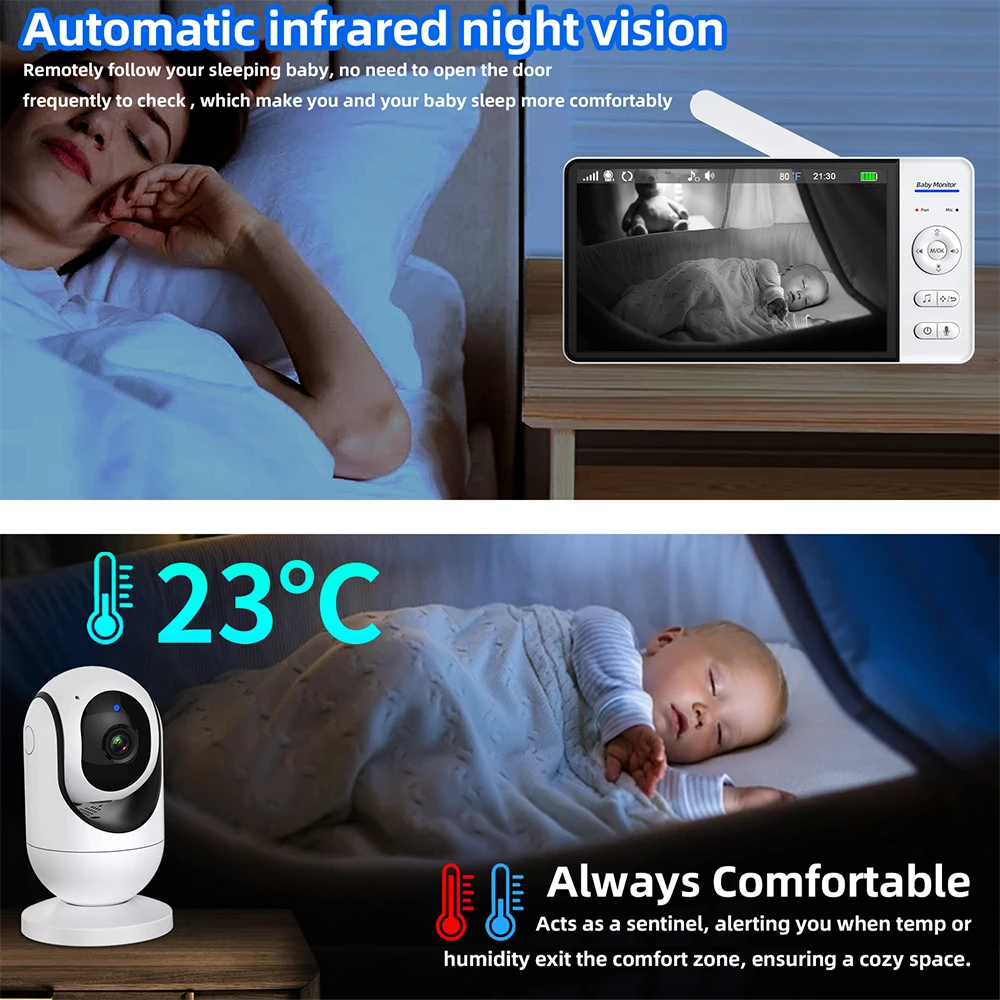 No WiFi 7 Inch Baby Monitor 2- - Audio Music Kids review and price